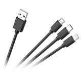 Cablu 3in1 USB A la micro USB + USB type C + Lightning 1.2m 2A Cabletech