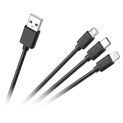 Cablu 3in1 USB A la micro USB + USB type C + Lightning 1.2m 2A Cabletech foto