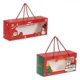 Set Cutii pentru Prajituri, Model Craciun, Rosu, Fereastra Transparenta, 32x13x9cm si 26x13x9cm, 2 Bucati, Oem