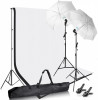 Kit studio foto,lumini,2 umbrele,suport fundal 2x2m,2 becuri foto + 2 panze fundal alb,negru, Dactylion