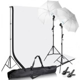 Kit studio Foto/Video,2 x Umbrele studio + Suport fundal + 2 panze Andoer 2 x bec 45W