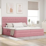 Cumpara ieftin Pat cu saltea si spatiu de depozitare Roz 200 x 200 cm Catifea