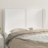 Cumpara ieftin Tăblie de pat cu aripioare, alb, 147x23x118/128 cm, piele eco
