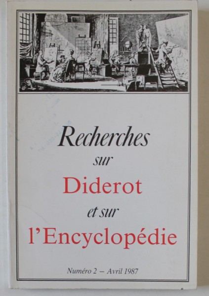 RECHERCHES SUR DIDEROT ET SUR L &#039;ENCYCLOPEDIE , NUMERO 2 , AVRIL 1987