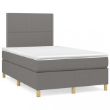 VidaXL Pat box spring cu saltea, gri &icirc;nchis, 120x190 cm, textil