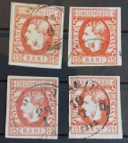 Romania 1869 - Lot Carol l cu Favoriti 15 bani,stampilate