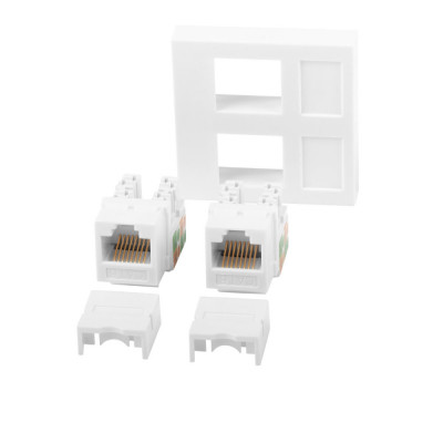 Priza dubla 2 x RJ45 , Lanberg 42390, fixare keystone, 2 x Cat 6 UTP, dimensiune panou 45 x 45 mm, modulara, alba foto