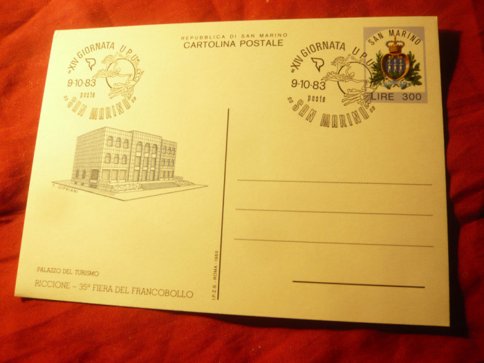 Carte Postala ilustrata San Marino- A 14a Aniv. UPU 1983