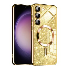 Husa premium Samsung Galaxy S23 Techsuit Luxury Glitter MagSafe, auriu foto