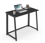 Birou pliabil din lemn si metal, stil industrial, compact, negru, 80 x 75 x 40 cm