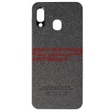 Husa Samsung Galaxy A20, TPU, Leather, Denim, Neagra