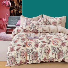 LENJERIE DE PAT PERCALLE IMPRIMAT (PRC105) - king size 6 piese cu husa
