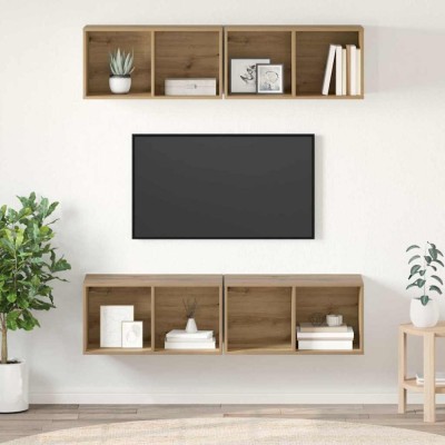 vidaXL Dulap pentru TV pe Perete Pe perete 4 pcs stejar artizanal 3393533 foto