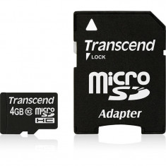 Card Transcend microSDHC 4GB Class 10 cu adaptor SD foto