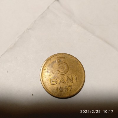 -Y- MONEDA ROMANIA 5 BANI 1957 foto