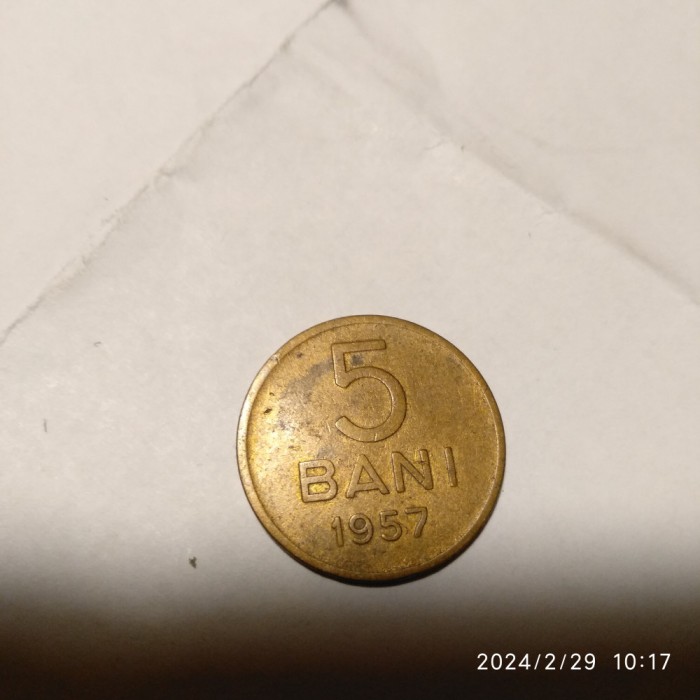 -Y- MONEDA ROMANIA 5 BANI 1957