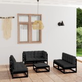 vidaXL Set mobilier grădină cu perne, 7 piese, lemn masiv pin 3076468