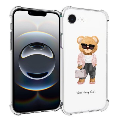 Husa antisoc pentru iphone 16e, airbag pro, clear, working girl foto