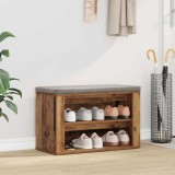 vidaXL Raft pentru &icirc;ncălțăminte cu raft Lemn vechi 75 x 35 x 45 cm