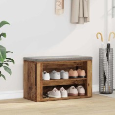 vidaXL Raft pentru &icirc;ncălțăminte cu raft Lemn vechi 75 x 35 x 45 cm 881015