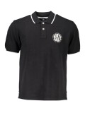 Cumpara ieftin Tricou polo barbati, cu imprimeu cu logo, Regular fit, Negru, XL
