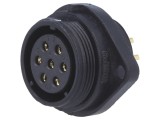 Conector circular mamă IP68, 7 pini, 15A, pentru panou