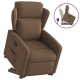 Cumpara ieftin Fotoliu rabatabil cu ridicare pe verticală, maro, textil