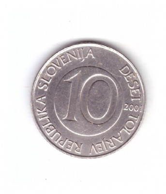 Moneda Slovenia 10 tolarjev 2001, stare buna, curata foto