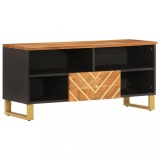 Cumpara ieftin Dulap TV, maro si negru, 100x33,5x46 cm, lemn masiv de mango