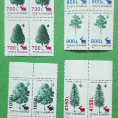 TIMBRE ROMANIA MNH LP1456/1988 Specii forestiere 1994 (supratipar) Bloc de4