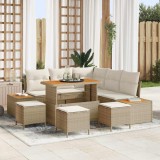 vidaXL Set de canapele pentru grădină cu pernă 9 pcs Bej Rattan poli