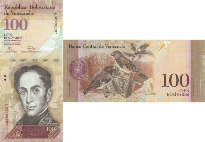 2012 (27 XII), 100 Bol&iacute;vares (P-93g.1) - Venezuela - stare UNC