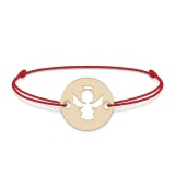 Angel - Bratara personalizata snur si banut cu ingeras din Aur 14 karate - 0,25 grame,10 mm