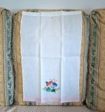 Stergar Vintage din bumbac cu broderie manuala florala aplicata tip quilt