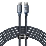 Baseus - Data Cable Crystal Shine (CAJY000601) - Type-C to Type-C, 100W, 1.2m, Super Fast Charging, Nylon Braided - Black