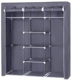 Dulap Haine Stofa Gri 175x150x45cm, Sifonier Textil, Organizator, Montaj Rapid, Spatios, Rafturi, Bare Haine, Protectie Praf