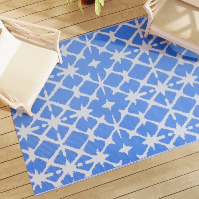 vidaXL Covor de exterior, ARAKIL albastru/alb, 140x200 cm, PP 317028