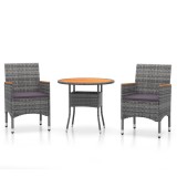 Cumpara ieftin Set mobilier de gradina, 3 piese, gri, poliratan