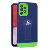 Husa armor design cu stand pentru samsung galaxy a33 5g, albastru/ verde, suport auto magnetic, wireless charge, protectie antisoc, flippy