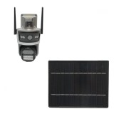 Camera supraveghere lentila duala 4 MP, cartela sim 4G, WIFI 2.4 GHz cu panou solar 7.6W, baterie 18650 incarcare rapida, rotativa 360 grade PTZ cu s