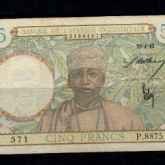 French West Africa 1942(22-4) - 5 francs, circulata