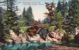 CP522N T&aacute;tra Barlangliget landoki h&iacute;d H&ouml;hlenhain-Landoker Br&uuml;cke postcard circulated Poprad-Felka Nagyszeben