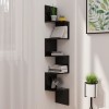 VidaXL Raft de perete de colț negru lucios, 19x19x123cm lemn prelucrat 326838