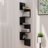 VidaXL Raft de perete de colț negru lucios, 19x19x123cm lemn prelucrat