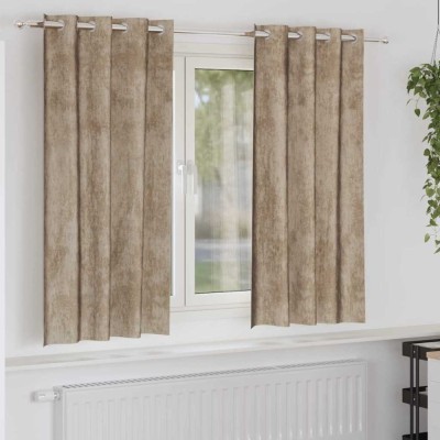 vidaXL Draperie cu perdele 2 pcs Șampanie 175 x 140 cm Catifea foto