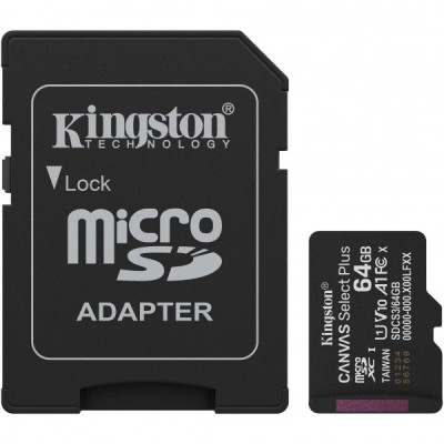 Card Memorie microSDXC Kingston Canvas Select Plus Android A1, 64Gb, Clasa 10 / UHS-1 U1, Cu Adaptor SDCS3/64GB foto