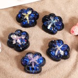 Jucarie antistres squishy, flippy, cu revenire lenta, model cat paw, 6.5 x 6 cm, din tpr, 4-6 ani, model 6 galaxie, negru cu insertii