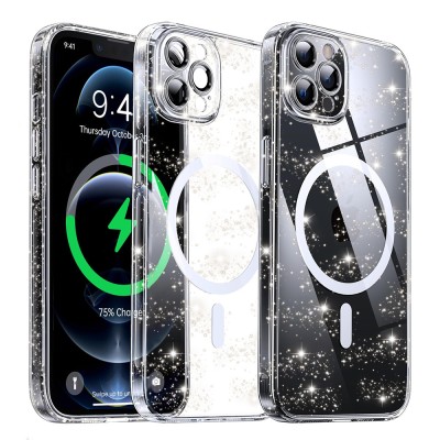 Husa sclipici iPhone 12 Pro Max Techsuit SparkleSkin MagSafe, transparenta foto