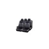 Set Huse Scaune Auto pentru Ssangyong Kyron - RoGroup Roma, piele ecologica, cu fermoare pentru bancheta rabatabila, gri cu negru, 9 piese, Ro Group