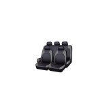 Set Huse Scaune Auto pentru Chevrolet Spark - RoGroup Roma, piele ecologica, cu fermoare pentru bancheta rabatabila, gri cu negru, 9 piese, Ro Group